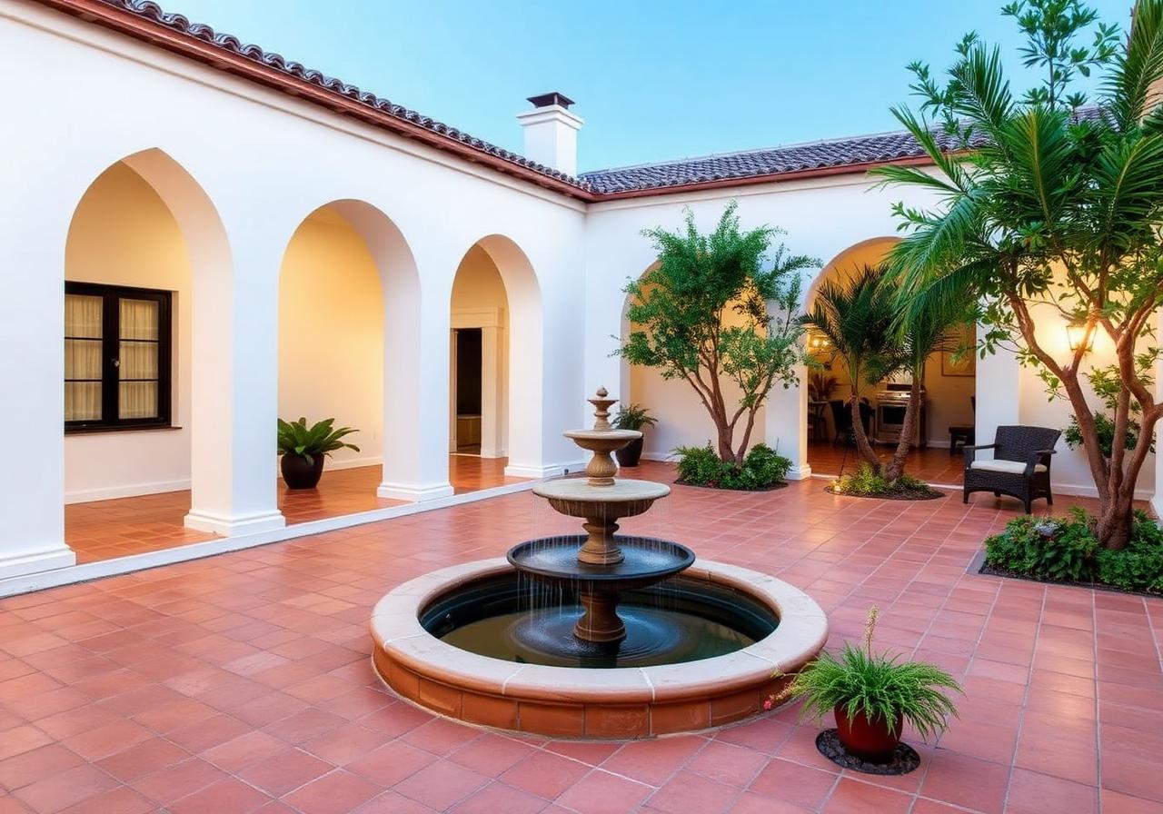 Patio interior con fuente